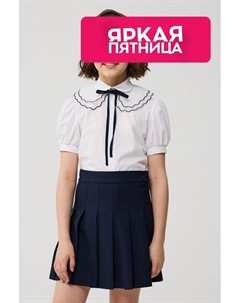 Рубашка хлопковая со съемным воротником из органзы Смена