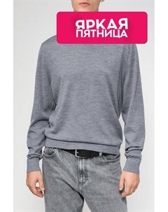 Шерстяной пуловер с О-вырезом Calvin klein