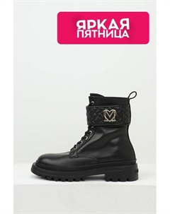 Ботинки кожаные с пряжкой Love moschino