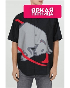 Рубашка хлопковая с коротким рукавом и принтом Hugo