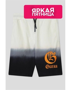 Шорты хлопковые на кулиске с принтом Guess