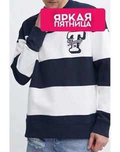 Свитшот хлопковый в полоску с логотипом Tommy jeans