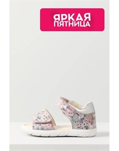 Сандалии кожаные с принтом на липучке Geox