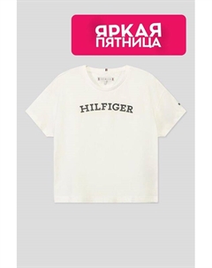 Хлопковая футболка с логотипом бренда Tommy hilfiger