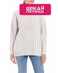 Пуловер с О-вырезом ажурной вязки Replay