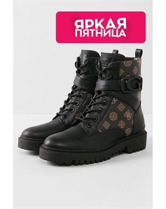 Высокие ботинки из экокожи с принтом Guess