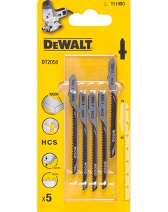 Пилка для лобзика DT2050, по дереву, 76 x 48 x 2.0 x 15 мм, HCS, 5 шт Dewalt