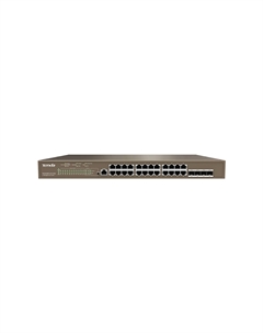 Коммутатор TEG5328P-24-410W, управляемый, кол-во портов: 24x1 Гбит/с, SFP 4x1 Гбит/с, установка в стойку, PoE: 24x30Вт (макс. 370Вт) (TEG5328P-24-410W) Tenda