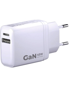 Сетевое зарядное устройство BORASCO 45 Вт, USB, EU, USB type-C, Quick Charge, PD, белый (52390) Borasco