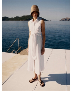 Платье-рубашка миди без рукавов Emka