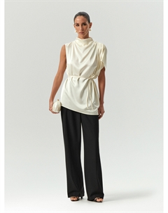 Блузка с драпировкой без рукавов Emka