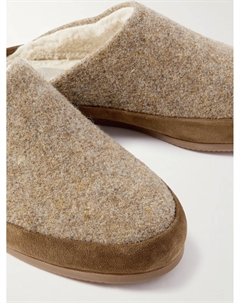 Тапочки из переработанной шерсти с отделкой из замши и подкладкой из овчины, коричневый Mulo