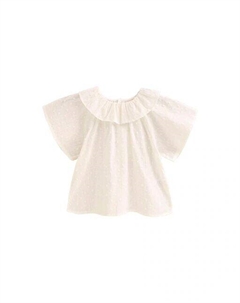 Блузка из плюмети для девочки с воротником с рюшами, белый Dadati