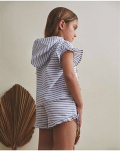 Полосатые шорты для девочки на резинке на талии, синий Dadati