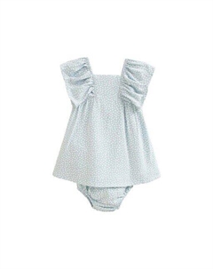 Платье в горошек для девочки с трусиками в тон, синий Dadati