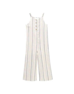 Длинный полосатый комбинезон для девочки на бретелях, белый Dadati