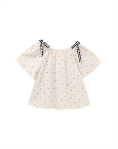Блузка для девочки с цветочным принтом и контрастными бантиками, белый Dadati