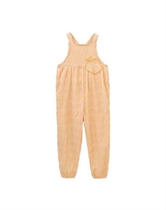 Длинный комбинезон для девочки с вышивкой яблоко, желтый Dadati