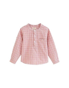 Рубашка для мальчика в мелкую клетку мягкого кораллового, коралловый Dadati