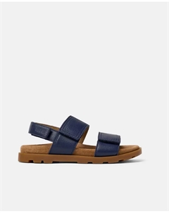 Детские закрытые кожаные сандалии на липучке, синий Camper