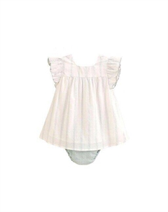 Полосатое платье для девочки с трусиками в тон, зеленый Dadati