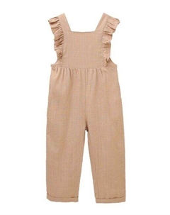 Длинный комбинезон для девочки телесного с рюшами, бежевый Dadati