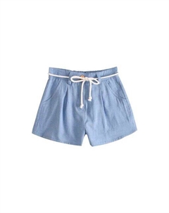 Однотонные шорты для девочек с контрастной кулиской, синий Dadati