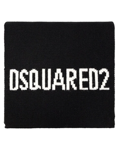 Шарф из шерсти с логотипом, интарсия, черный Dsquared2
