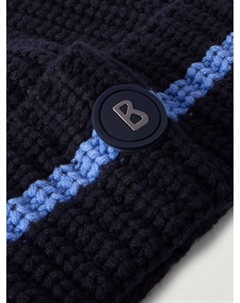 Лыжная шапка-бини из кашемира в полоску с аппликацией логотипа Kilian, темно-синий Bogner