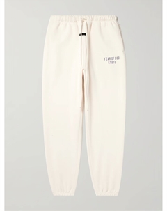 Зауженные спортивные штаны из хлопчатобумажной смеси с аппликацией из джерси и логотипа, кремовый Fear of god essentials