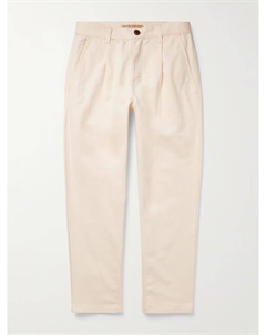 Укороченные брюки Haworth Tapered Cropped из хлопчатобумажной саржи со складками, кремовый Frizmworks