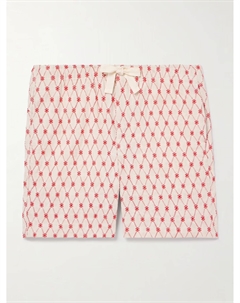 Шорты прямого кроя Alex из смеси хлопка и льна с жаккардом и завязками, красный Orlebar brown