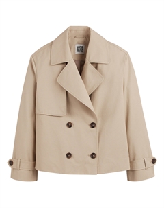 Тренч укороченный на пуговицах бежевый Laredoute