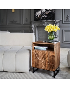 Прикроватная тумба с резным фасадом из массива манго бежевый So'home