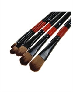 Набор кистей для рисования, нейлон, 5 штук, плоские, закругленные, деревянная ручка, международный размер Calligrata