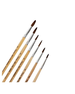 Набор кистей для рисования, пони, 6 штук: № 1, 2, 3, 4, 5, 6, круглые, деревянная ручка, международный размер Calligrata
