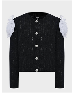Твидовый пиджак с цветами из фатина Balmain