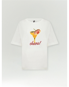 Трикотажная футболка со спущенным плечом Emka