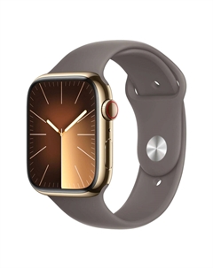 Умные часы Apple Watch Series 9 (GPS+Cellular), 45 мм, Gold Stainless Steel Case/Clay Sport Band - M/L