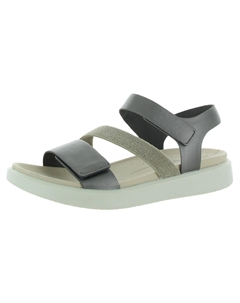 Flowt 2 женские кожаные босоножки на танкетке с липучками, цвет gravity metallic Ecco