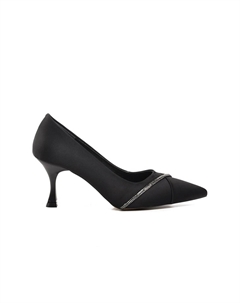 312039 Черные атласные женские туфли на каблуке Ayakmod