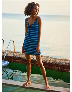 Женское облегающее платье в полоску с завязками на шее Xside