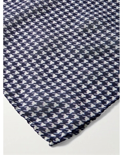 Карманный платок с узором «гусиная лапка» из смеси шерсти и шелка, темно-синий Anderson & sheppard