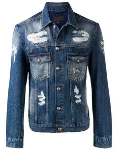 Philipp plein джинсовая куртка с эффектом потертости s синий Philipp plein