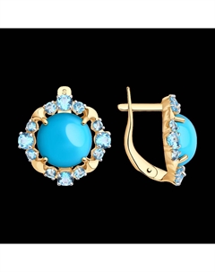 Серьги из золота с бирюзой и топазами Sokolov