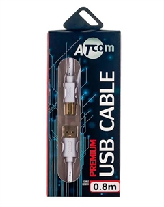 Кабель интерфейсный USB 2.0 AT6151 0.8 m (Am/Bm, феррит), блистер Atcom