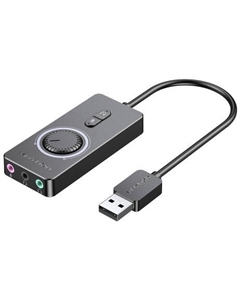 Звуковая карта USB 2.0 CDRBB c регулятором громкости, черная Vention