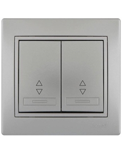 Переключатель 701-1010-106 Mira проходной 2-кл. СП 10А IP20 со вставкой сер. метал. Lezard