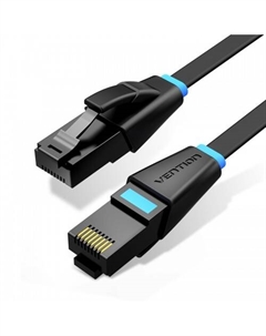 Кабель патч-корд U/UTP 6 кат. 8м IBJBK прямой RJ45 плоский черный Vention