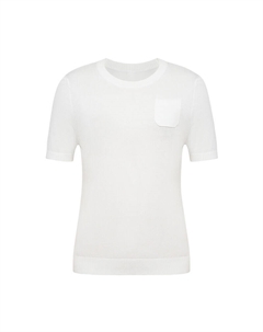 Однотонный свитер с короткими рукавами из диацетата, синий Deep breath